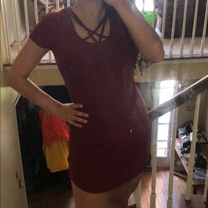 Wine Color Casual Dress